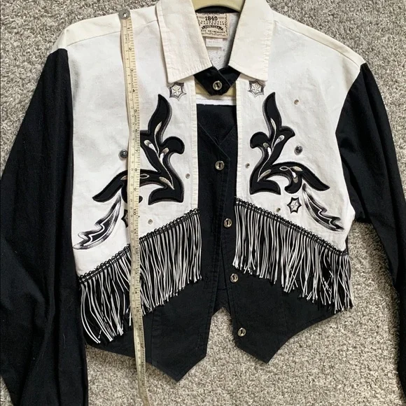 Vintage 1849 Ranchwear Cropped Western Long Sleeve Button Shirt - Picture 7 of 8